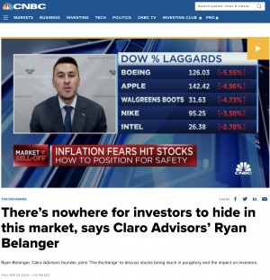 Ryan Belanger, Claro Advisors founder, joins CNBC Live on 'The Exchange'  9/29/2022